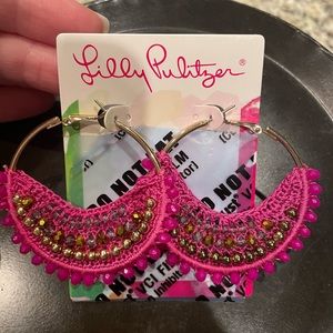 Lilly Pulitzer Women's Bougainvillea Pink Crochet Embellished Statement Earring